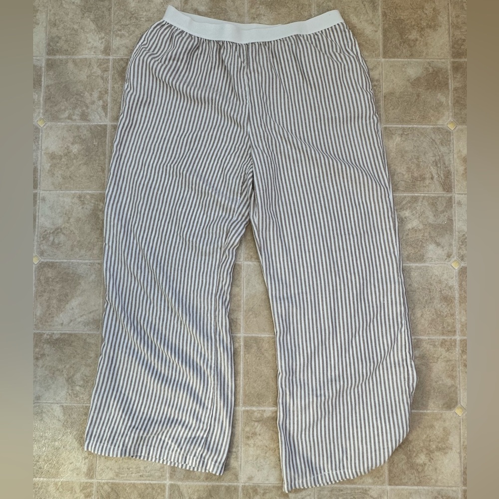 Sincerely Jules Taupe and White Striped Pants